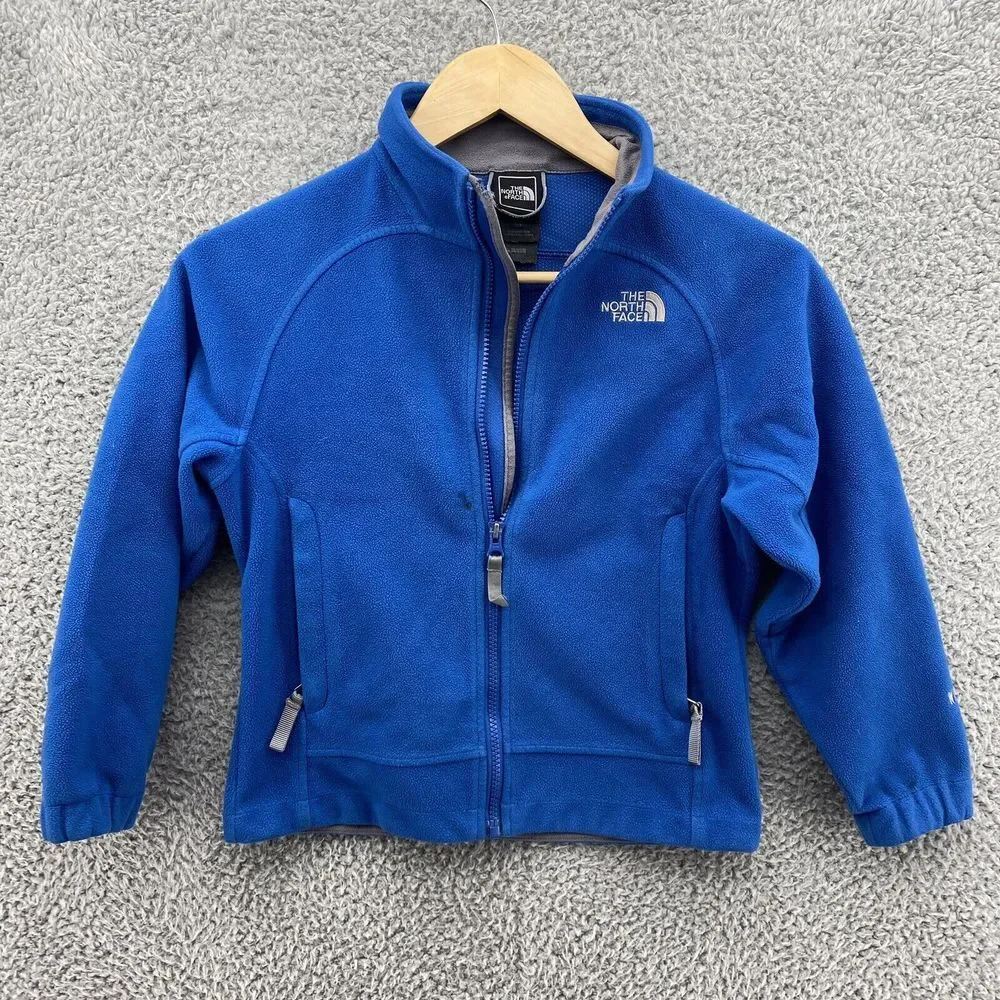 The NORTH FACE Fleece Boys Youth Blue Full‎ Zip Windwall Jacket Size Small READ